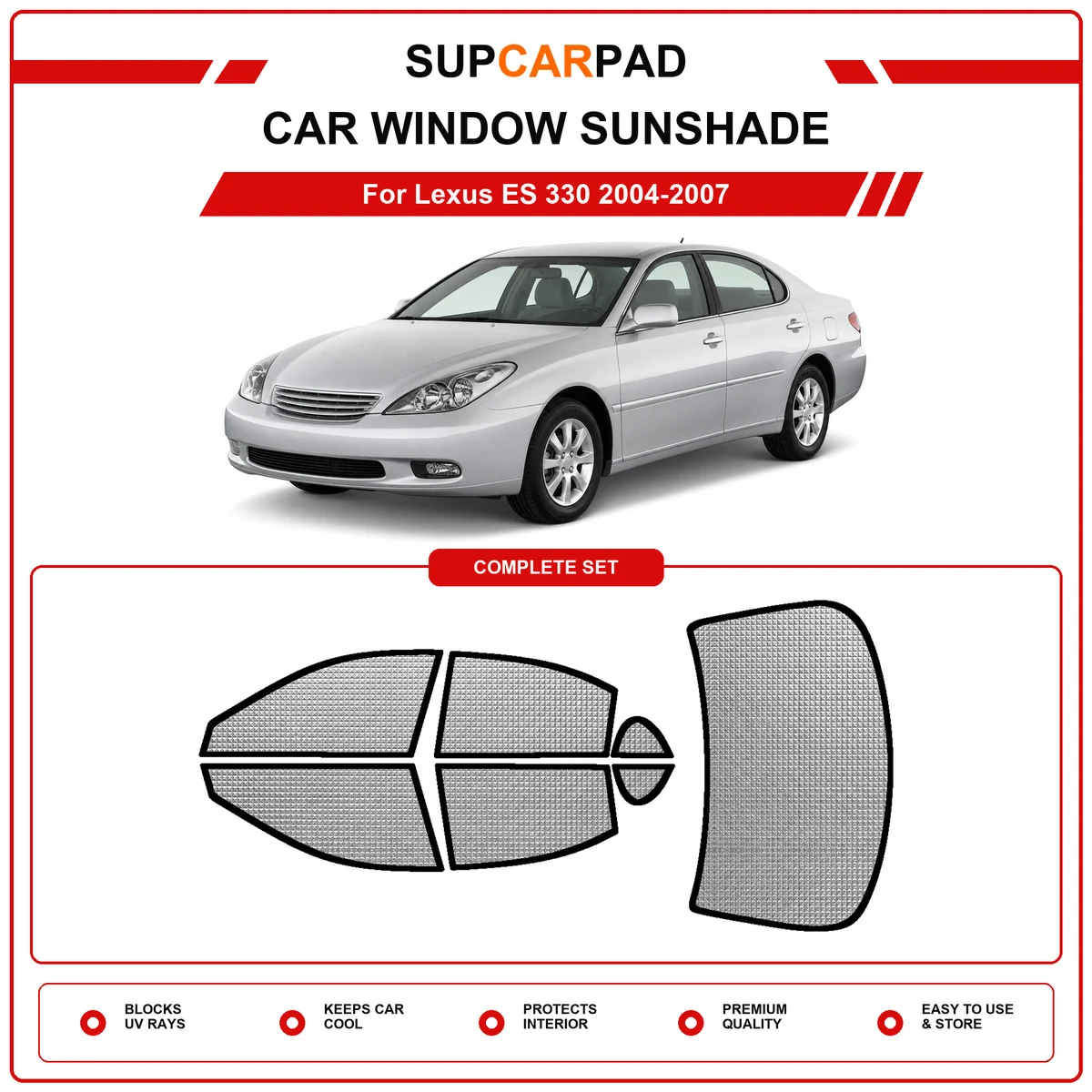 For Lexus ES 330 2004-2007 Pre‑Cut Auto Window Sunshade Anti‑UV Car Sun Visor Protector
