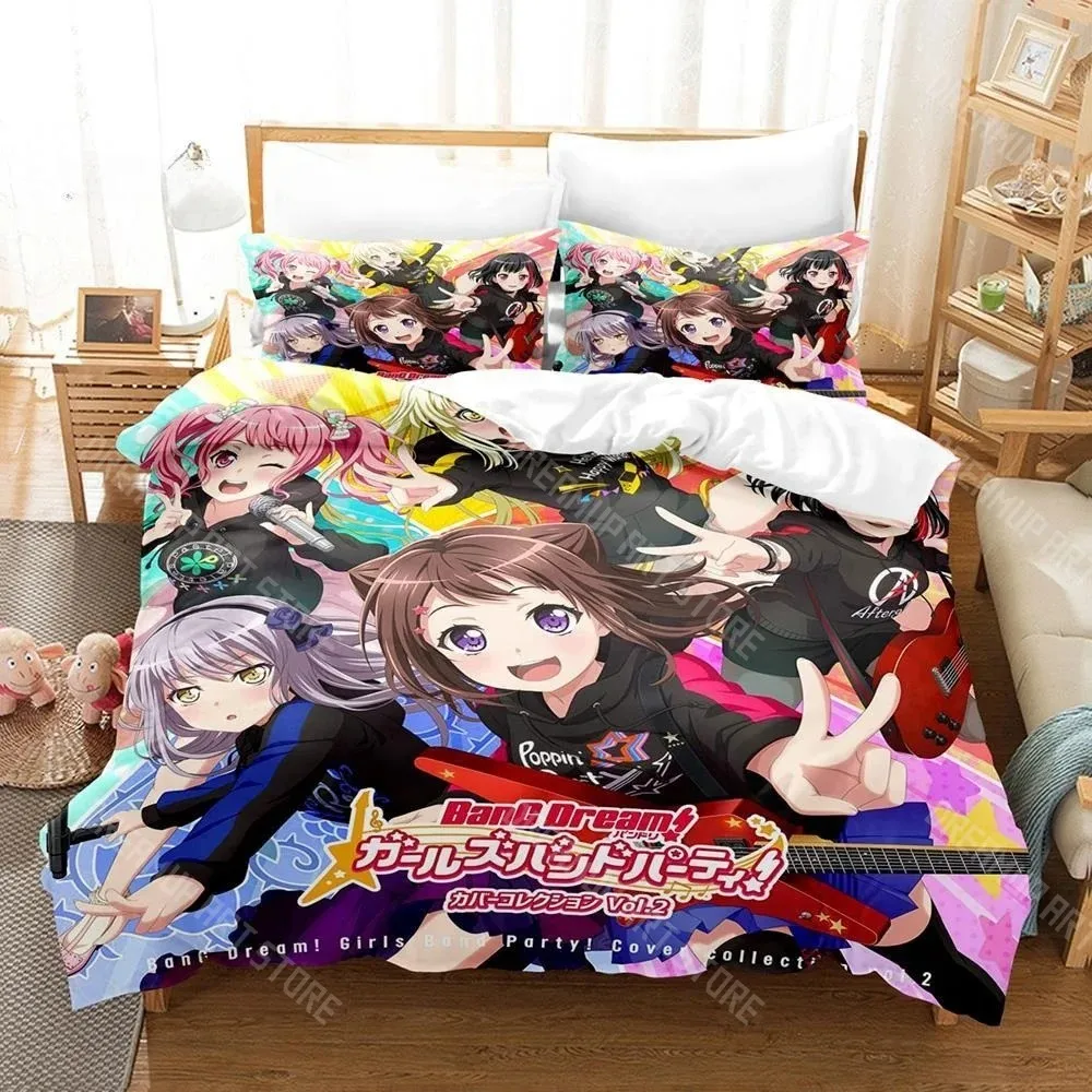 3D Printed BanG Dream! Girls Band Party Anime Bedding Set for Boys Girls Duvet Cover Twin Queen King Full Single Double Sizes