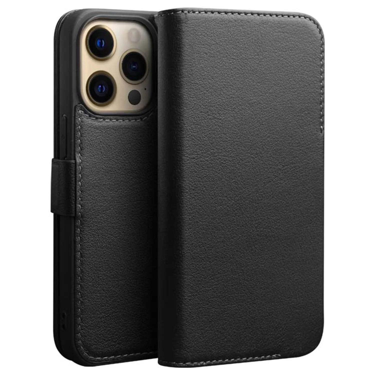 Wallet Cover for iPhone 14/14 Plus/14 Pro/14 Pro Max, Magnetic Button Premium Leather Clamshell Folio Shockproof Case Holster