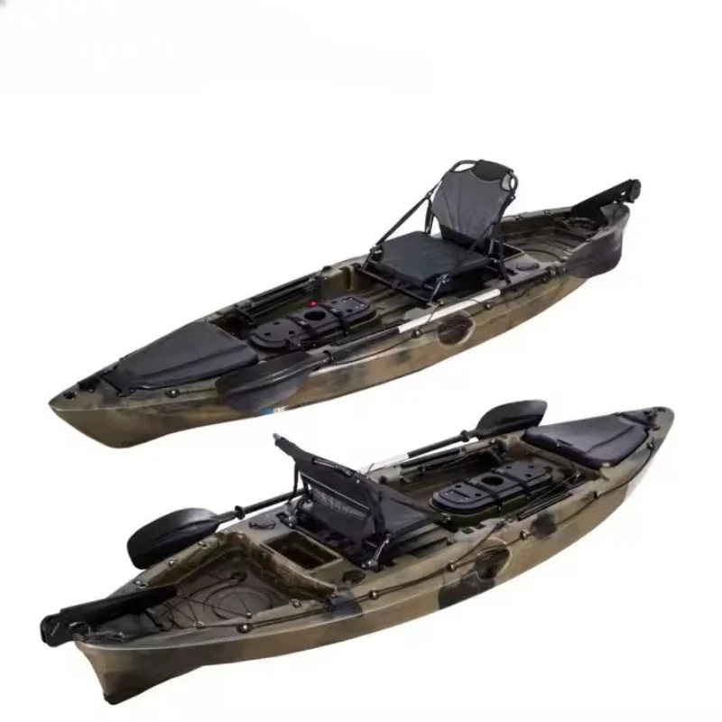 

10FT Fishing Sea Kayak with Foot Braces Fishing Boat with Rudder System To The Port Single Seater Sitting for 1 Person