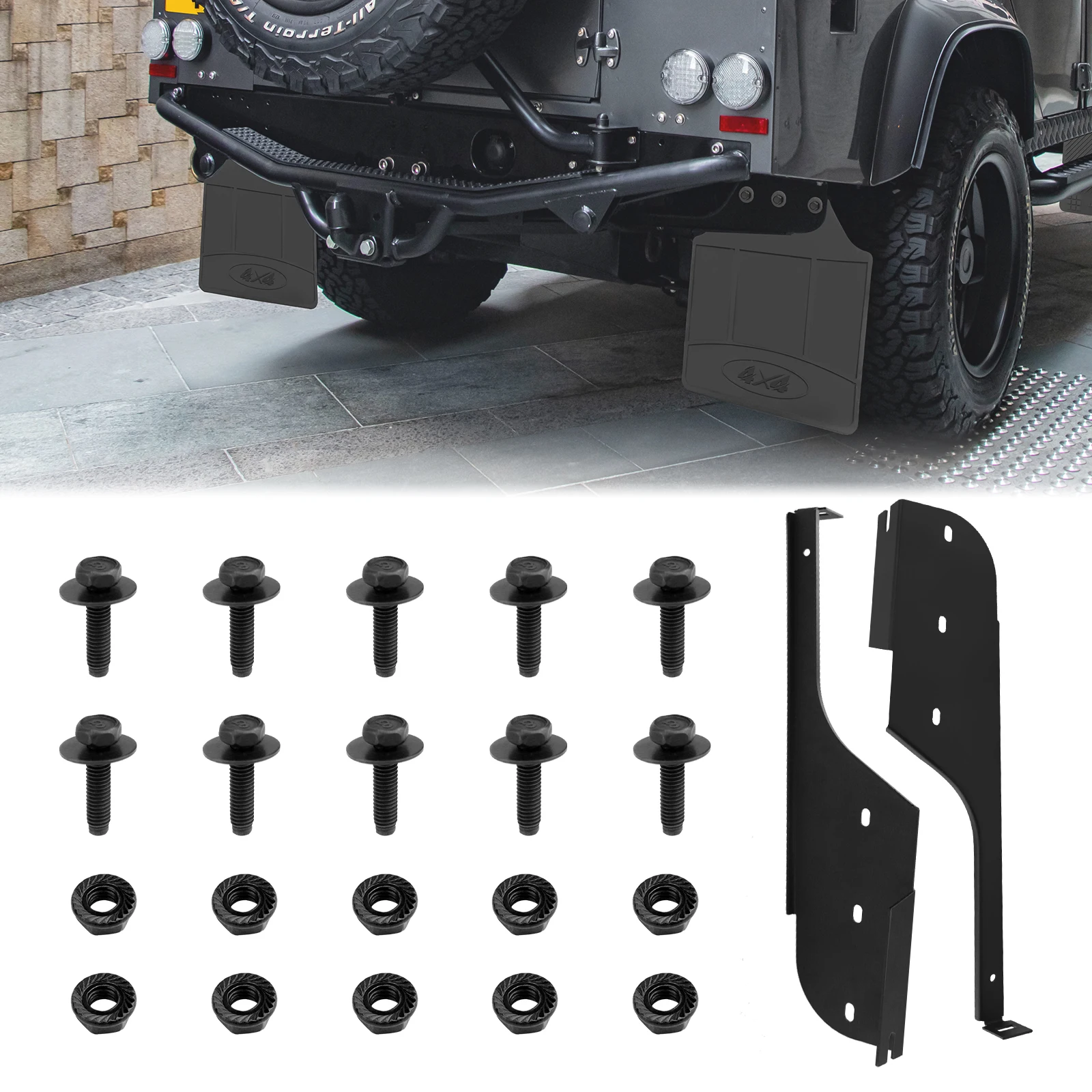 

Rear Mudflap Mounting Brackets(Pair) For Land Rover Defender 110/130 1990-2016 Fender Brackets Left and Right MTC8357 MTC8358