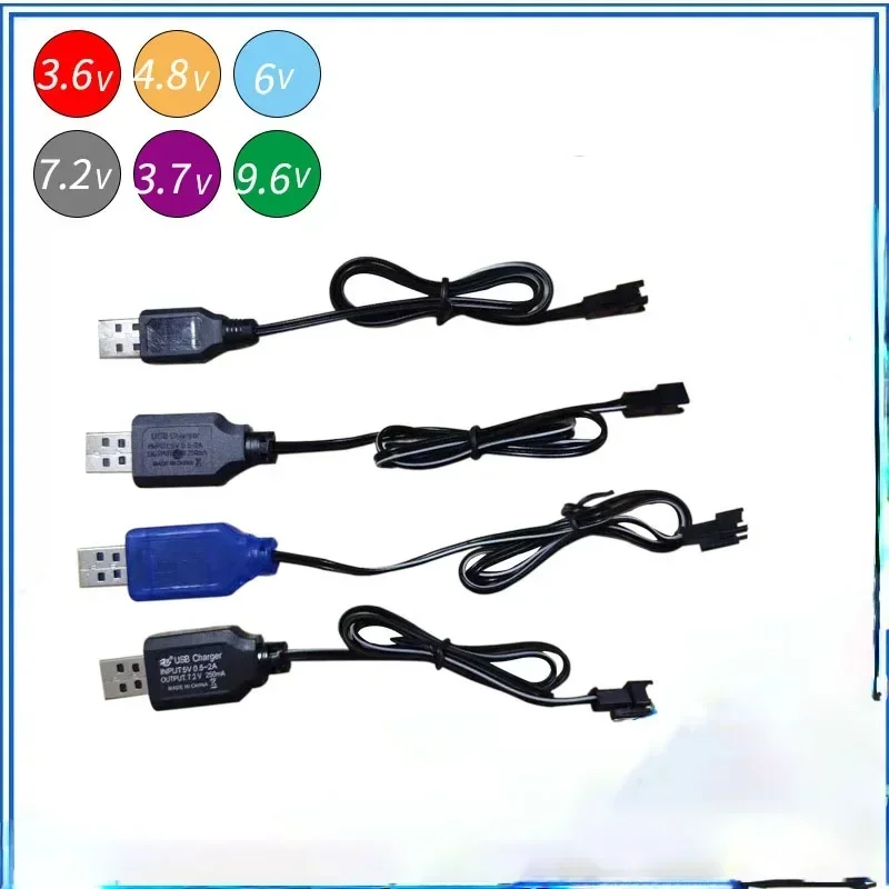 3.6V 4.8V 6V 7.2V Cabo adaptador de carregador USB preto universal para helicóptero drone Sky Viper