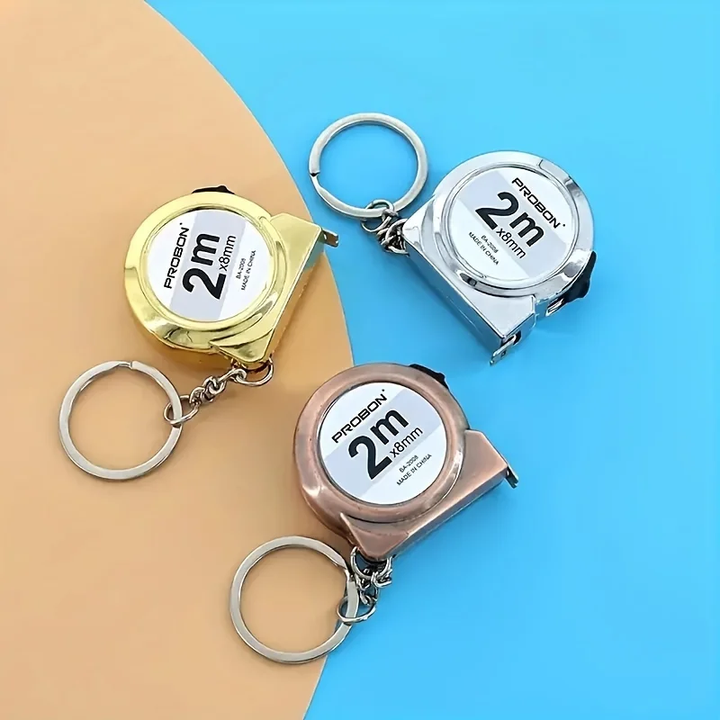 Portable 2M Mini Keychain Tape Measure Retractable Measuring Tape Key Ring Ruler Sewing Craft Home Office Tool Multiple Colors