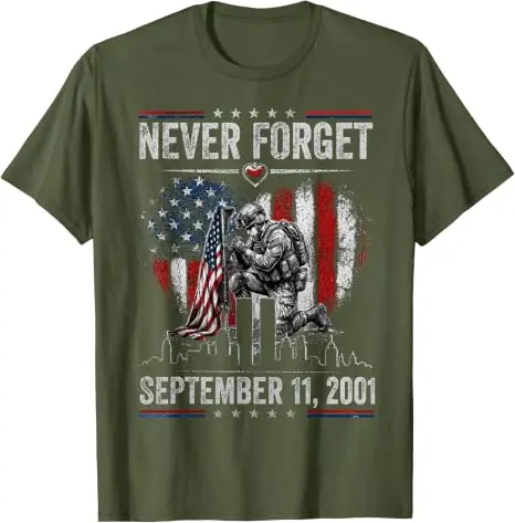 Vergiss den 11. September 2001 nie – Gedenktag T-Shirt mit amerikanischer Flagge, Y2k Herrenmode, patriotisches Grafik-T-Shirt mit Spruch, weiche Baumwolle – Detail 8
