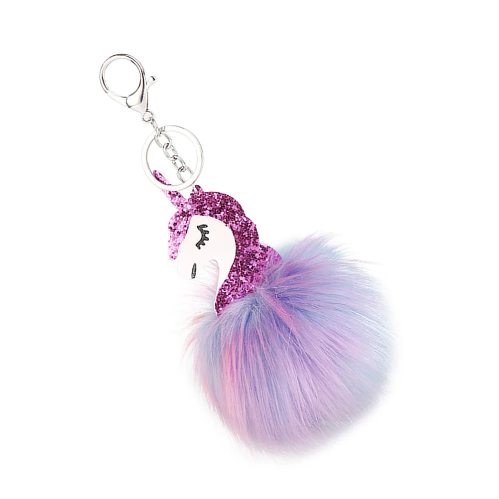 

Брелок для ключей с единорогом, красочный брелок с шариком, держатель для головы лошади, вечерние сувениры, декор, брелок с единорогом, меховой брелок с шариком