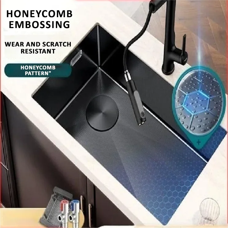 Tiktok Undermount Single Bowl Nano honeycomb embossed 304 stainless steel sinks for the kitchen