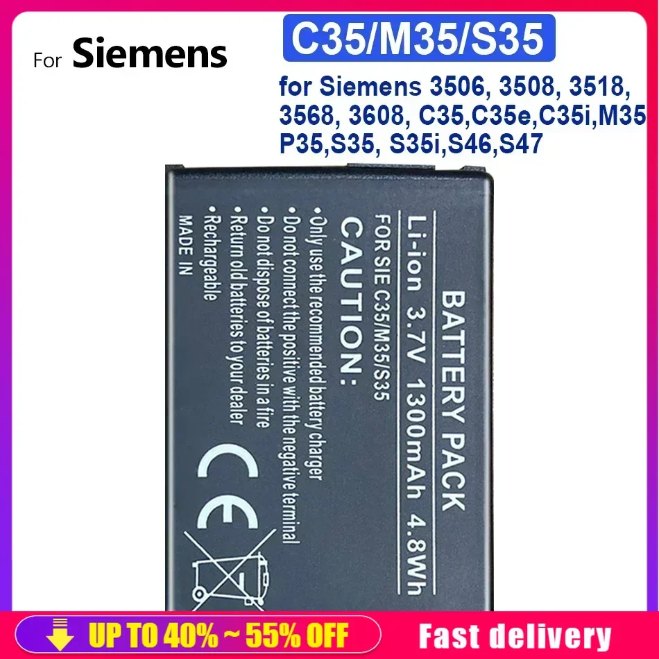 Mobile Phone Batteries 1300mAh For Siemens 3506, 3508, 3518, 3568, 3608, C35,C35e,C35i,M35,P35,S35, S35i,S46,S47 Battery