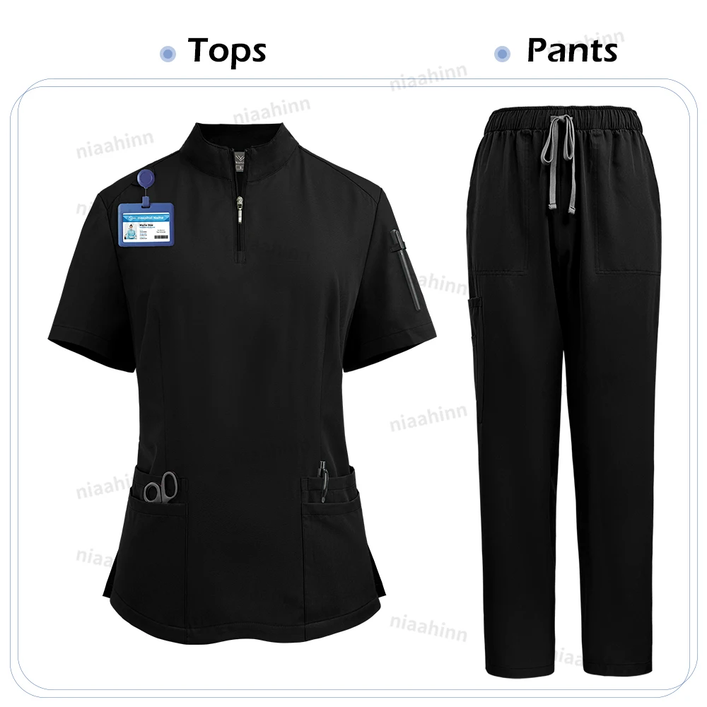 Niaahinn Scrub OP-Uniformen, medizinische Kleidung für Frauen, heißer Verkauf, mehrfarbig, Veterinärmedizin, Haustier, Krankenhaus, Zahnklinik, Arbeitskleidung – Detail 13