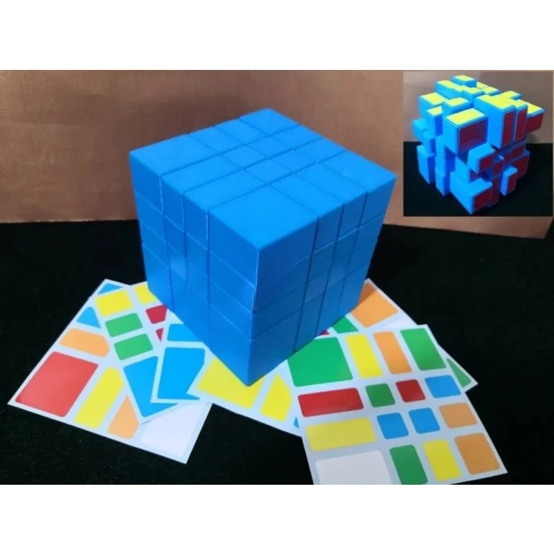 

Calvin's Puzzle 4x4 Cube Horror Mirror 4x4x4 Cube Black Body with DIY 6-color stickers Lee Mod Cast Coated Magic Cube Funny Toys