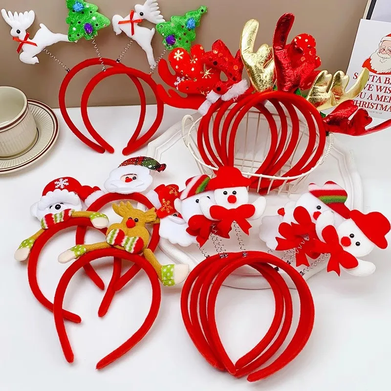 คริสต์มาสอุปกรณ์เสริมผมน่ารักการ์ตูน Santa Claus Antler Hairband สําหรับหญิงสาวน่ารักปาร์ตี้แถบคาดศีรษะผมผม Hoop