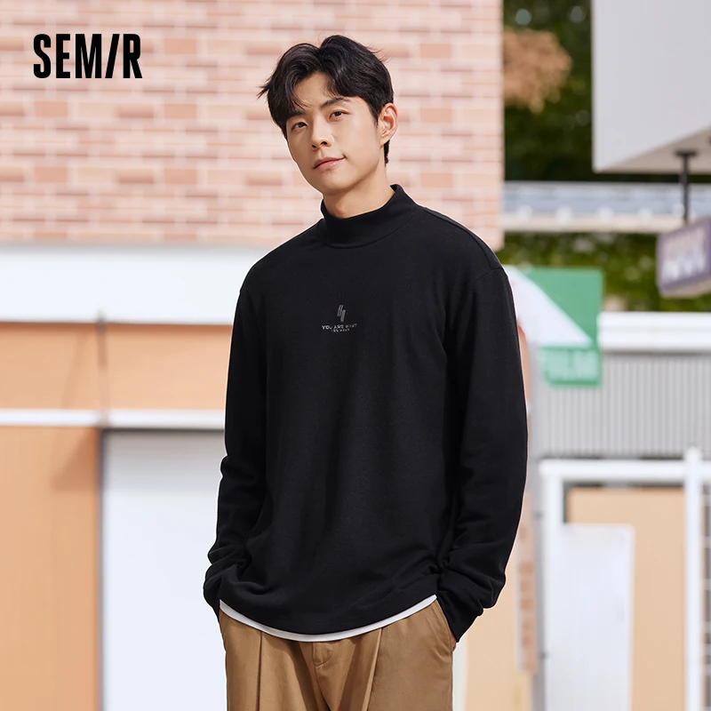 Semir Long Sleeve T-Shirt Men 2023 Winter New Simple and Stylish Refined Commuter Pullover Top