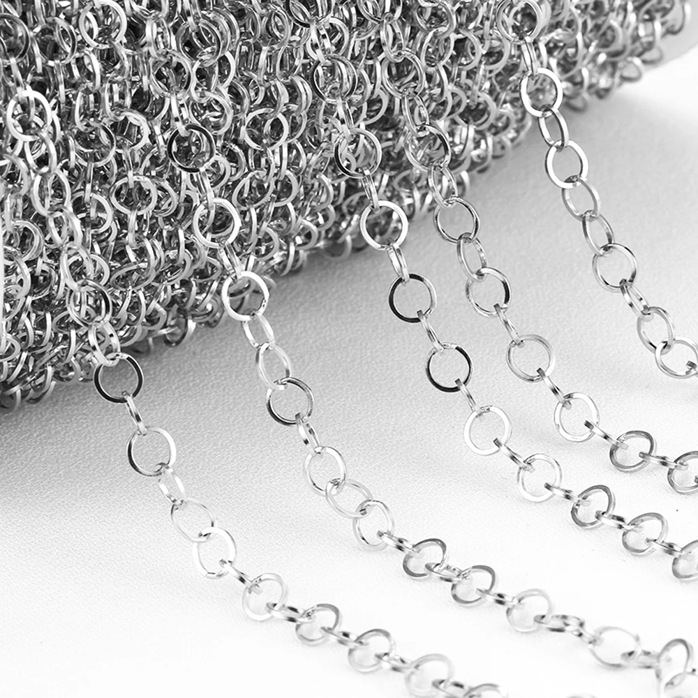 2Meters Stainless Steel Round Circle Chain O Shape Chains for Necklace Bracelet Jewelry Making DIY Findings Handmade Supplies