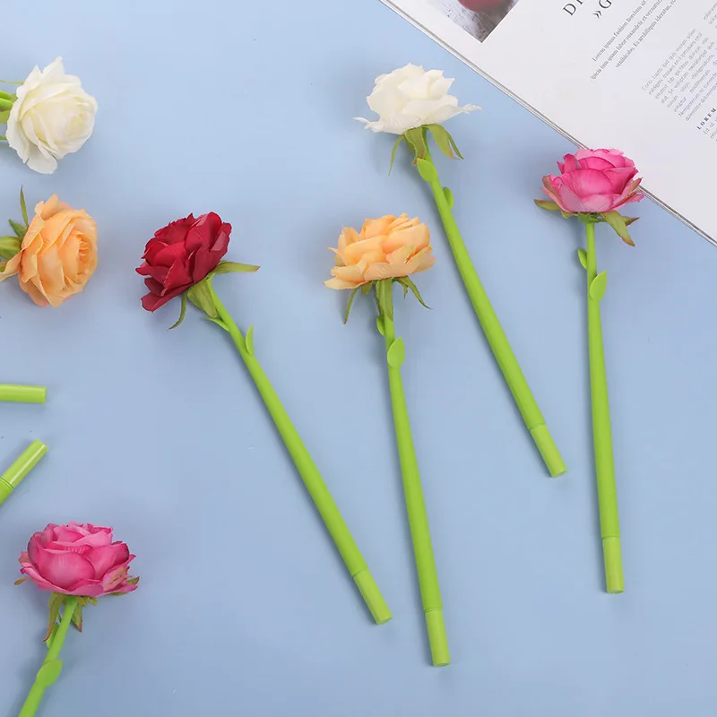 4-częściowy długopis żelowy Cute Kawaii Rose Flower Artykuły biurowe Artykuły szkolne Kreatywny Słodki Ładny Miękki długopis