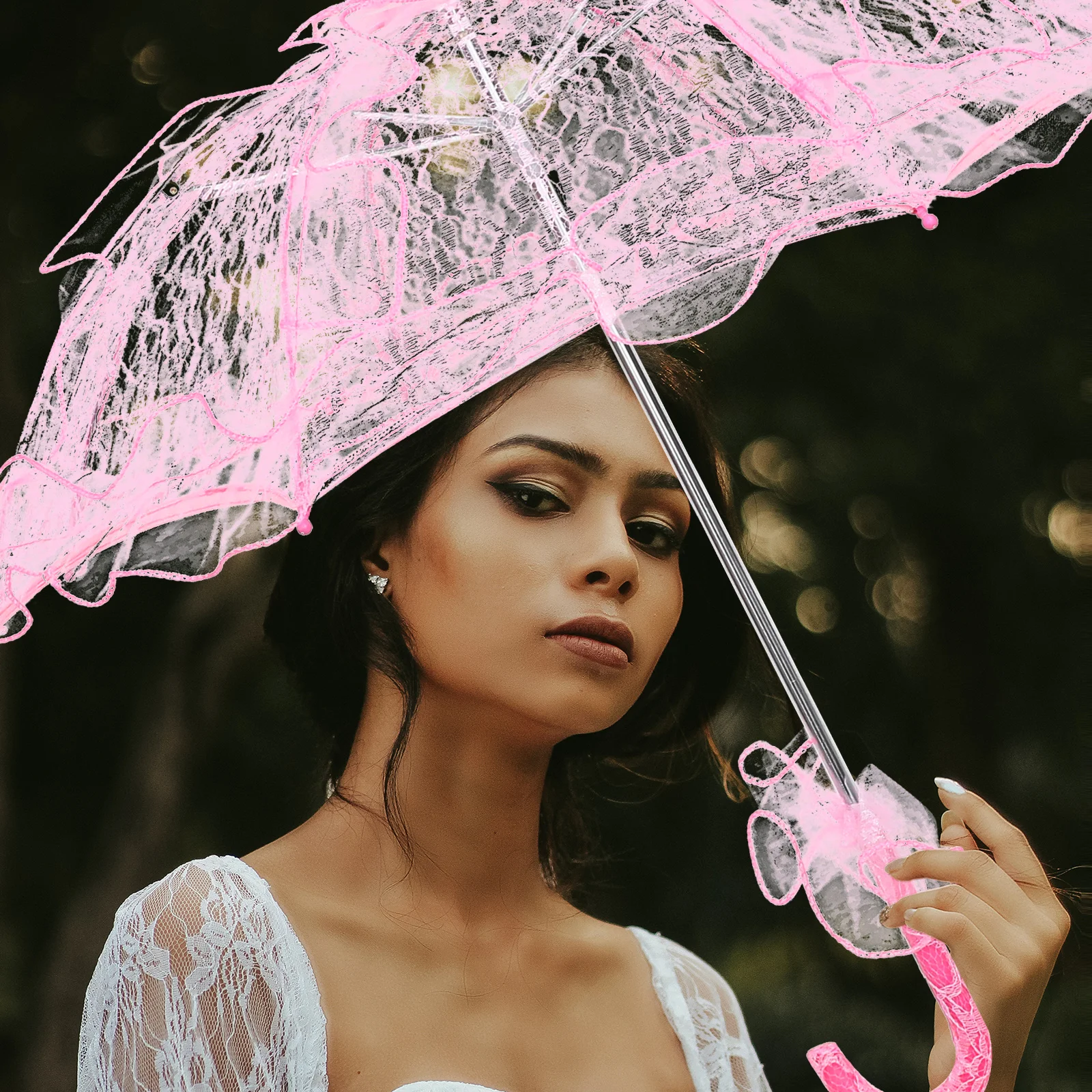 

Wedding Umbrella Shower Props Small Handmade Umbrella Lace Parasol Elegant Handmade Vintage Cotton Parasols for Photo