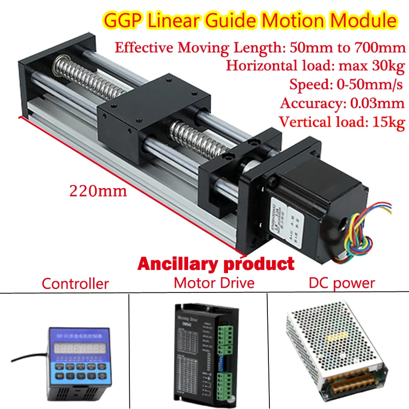 

GGP 1204 1605 1610 Ball Screw Linear Guide Motion Module 50-700MM Effective Stroke Rail Table with Motor for CNC 3D Printer Part