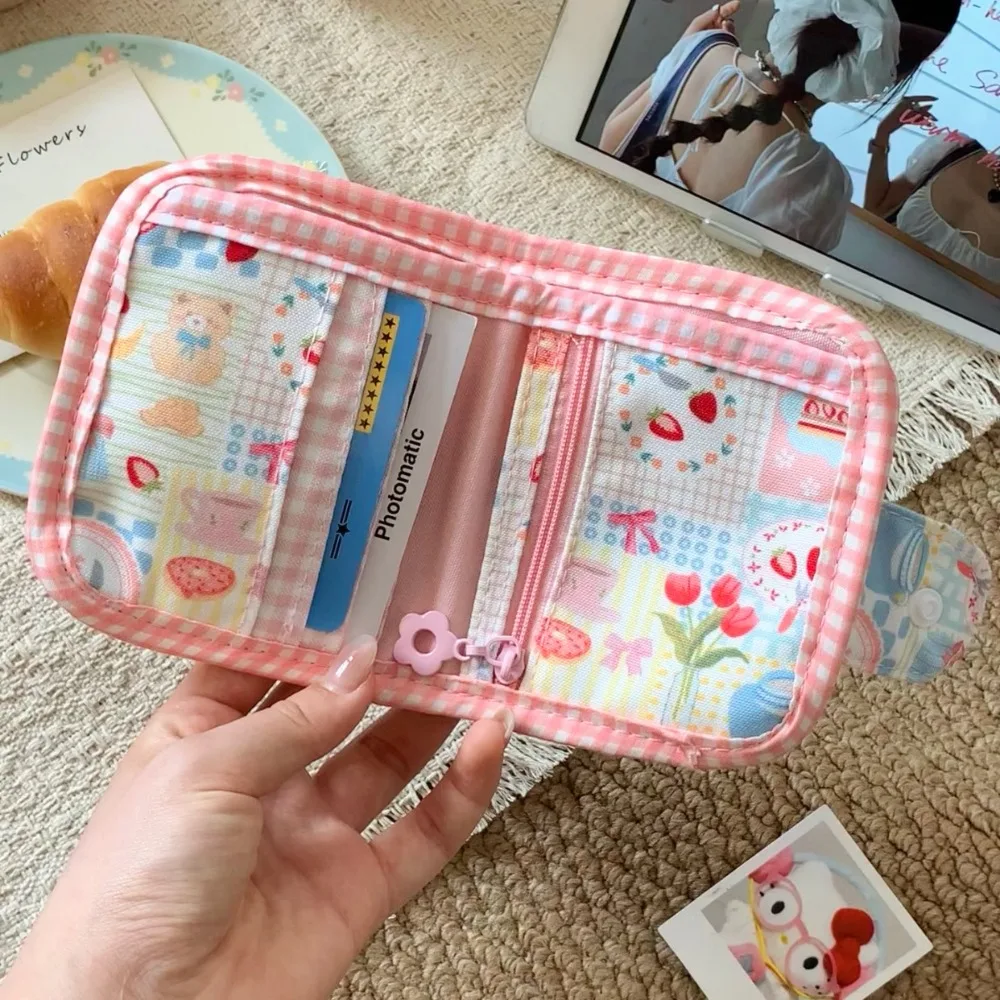 Korean Ins Style Travel Document Organizer Wallet Multifunctional Portable Card Holder ID Passport Case, Cute Coin Purse Bag