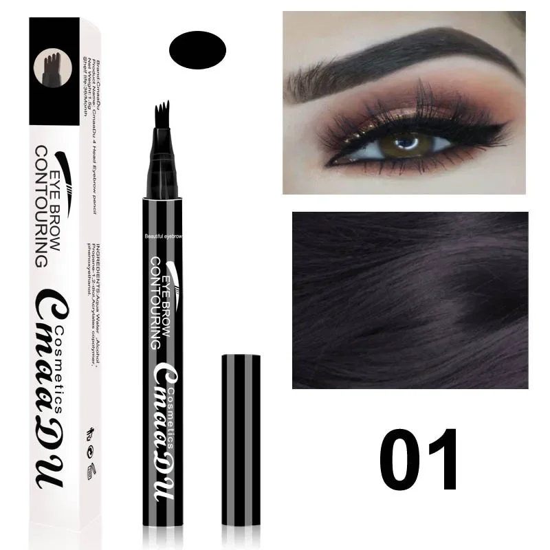 CmaaDu 4 Point Precise Microfine Naturally Defined Liquid Eyebrow Pencil 12-Hour Wear Waterproof Eye Brow Pen Makeup Cosmetic