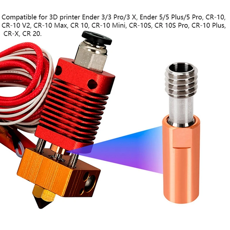 M6 스레드 등급 5 티타늄 및 구리 스로트, 4.1mm 보어, 대부분의 소모품, MK7/8 엔더 3/3 V2/5, CR-10/20 용, 2 개