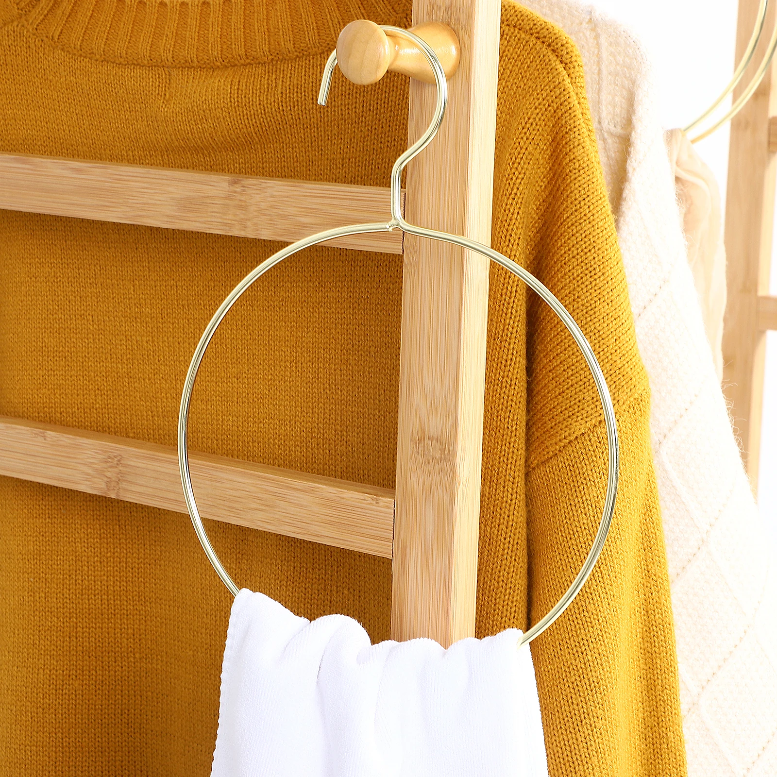 

5 Pcs Round Hanger Circular Clothes Hangers Suit Gold Circle for Scarves Coat Rack Creative Scarf Rounded