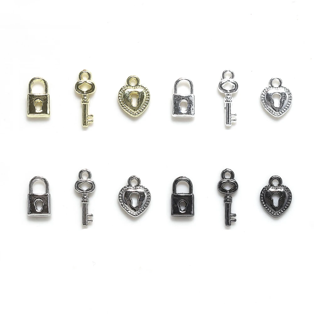 10szt Korea Key Lock Nail Art Charm 3D Alloy Luxury Bow Heart Key Lock Nail Jewelry Parts DIY Crafts for Girls Nail Parts — zdjęcie 5