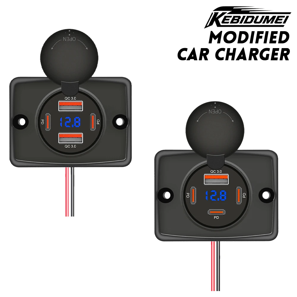 

KEBIDUMEI PD + QC 4-портовое автомобильное зарядное устройство 12 В/24 В розетка для быстрой зарядки с цифровым дисплеем водонепроницаемый адаптер питания автомобильные аксессуары