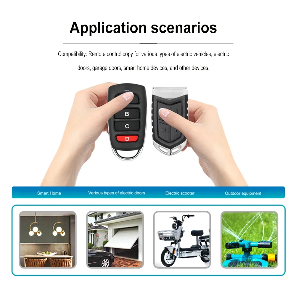 Cloning Garage Door Opener Key Fob 280-915MHz 4-Button Electric Remote Control Keyfob Replacement Electronic Garage Doors