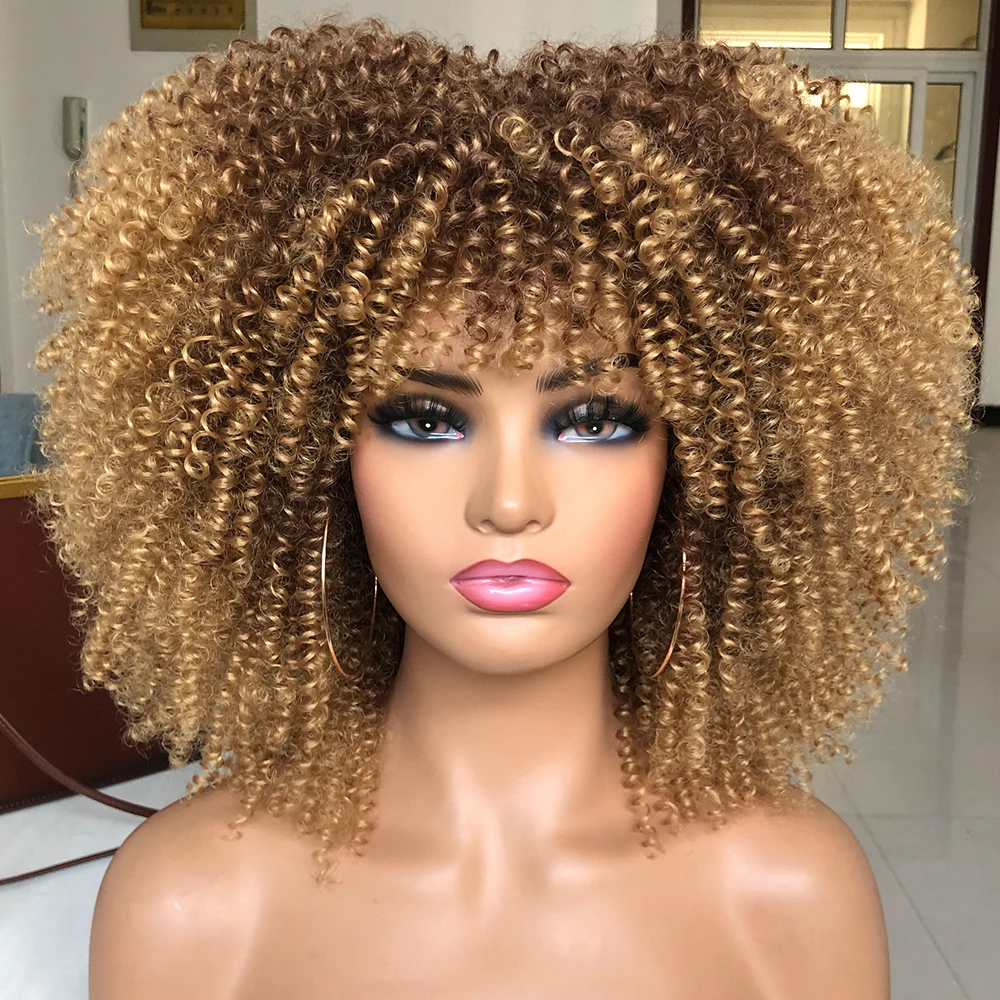 14inch Afro Kinky Curly for Women Synthetic Hair Replacement Wigs For Women Fluffy Soft Hair Wigs For Daily Party Halloween Use