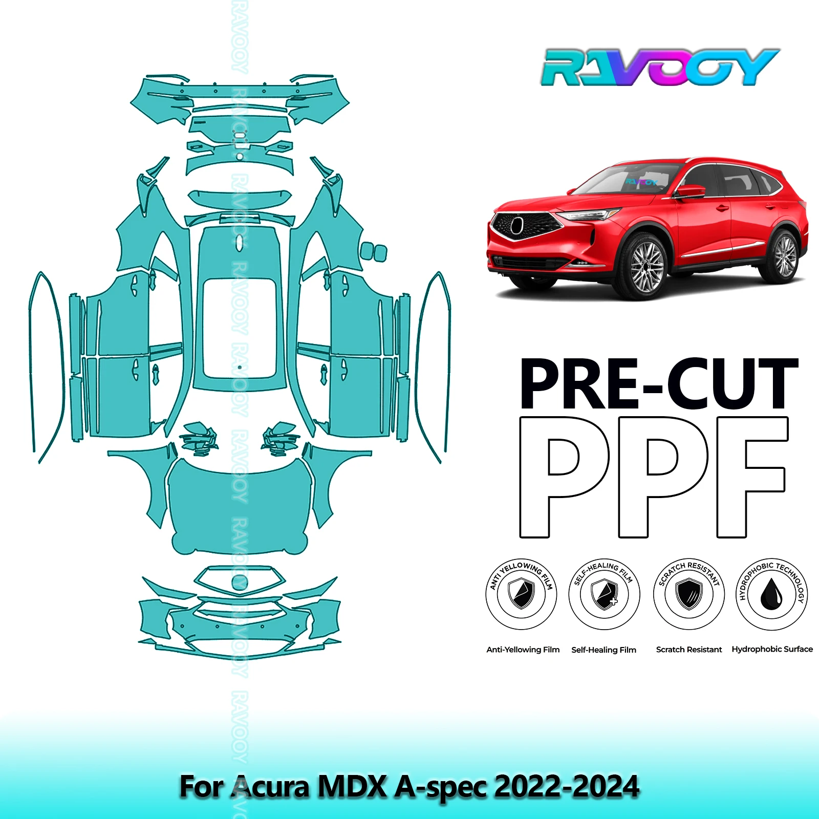 For Acura MDX A-spec 2022-2024 Full Body Pre-Cut Paint Protection Film PPF Stone Chip Kit | Clear / Matte / Black Finish Options