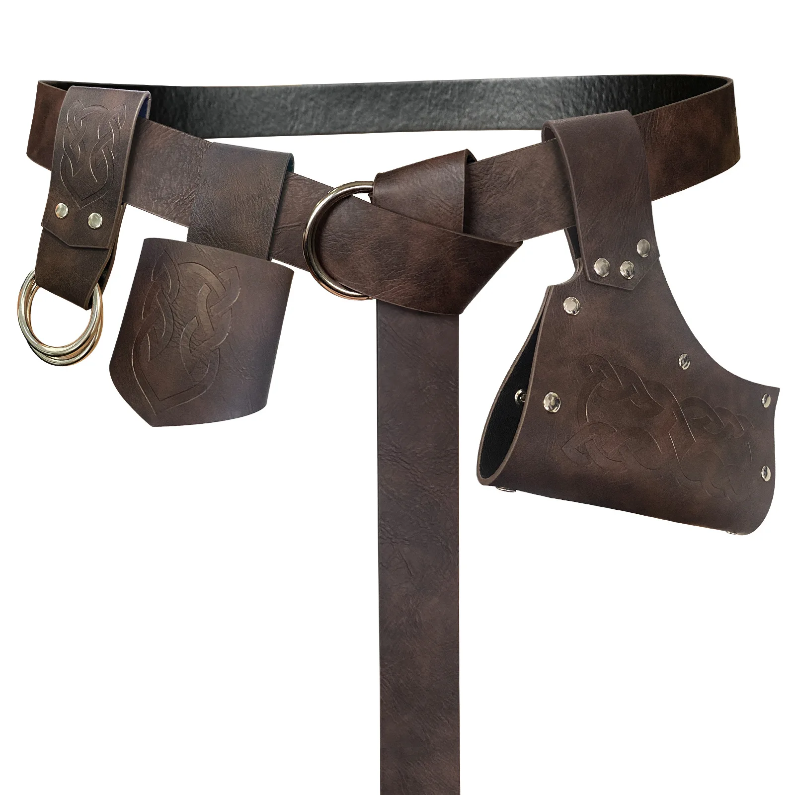 5pc medieval cinto espada bainha nórdico viking cinto conjunto com rebite em relevo design halloween vintage cosplay adereços