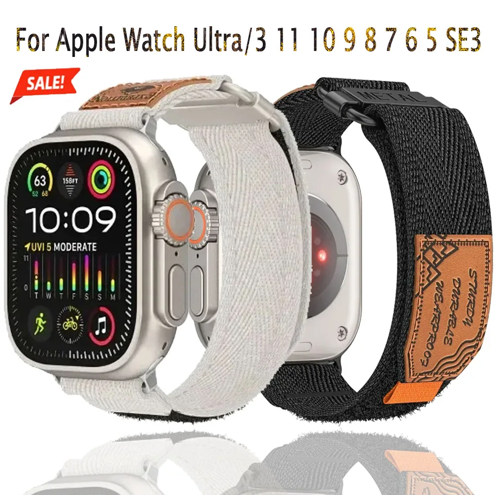 Nylon Loop Strap For Apple Watch Ultra 3 2 49mm 46mm 42mm 45mm 41mm Men Trail Sport Band iWatch 11 10 9 8 7 6 5 4 SE3 44mm 40mm