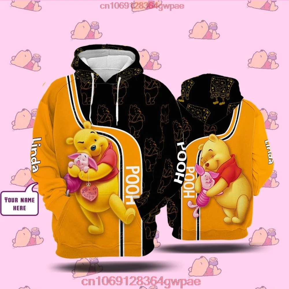 Disney Character Winnie the Pooh Hoodie Zipper Hoodie All Over Print 3D Personalized Custom Name Unisex Men Women 3D Hoodie