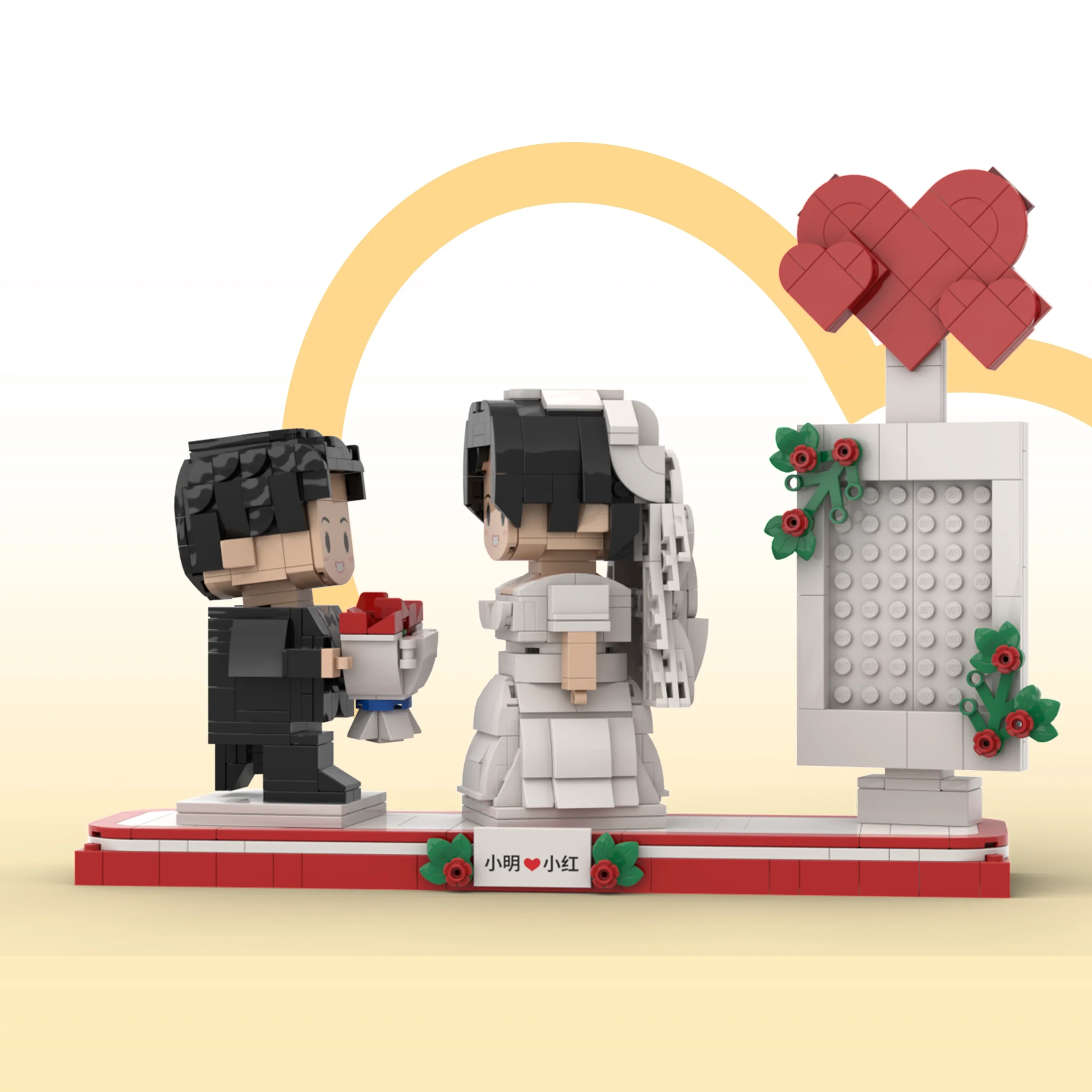 Free Text  Free Hand Accessory Custom Brick Figure Building Block Set - Unique Personalized Wedding Ceremony Gift from Photo
