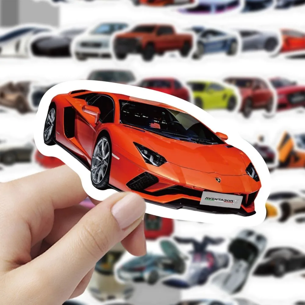 60 قطعة من الملصقات على شكل سيارة رياضية - شارات فنية عصرية للسيارات لتزيين السيارة والأدوات (متجر عوالم الرسوم المتحركة)