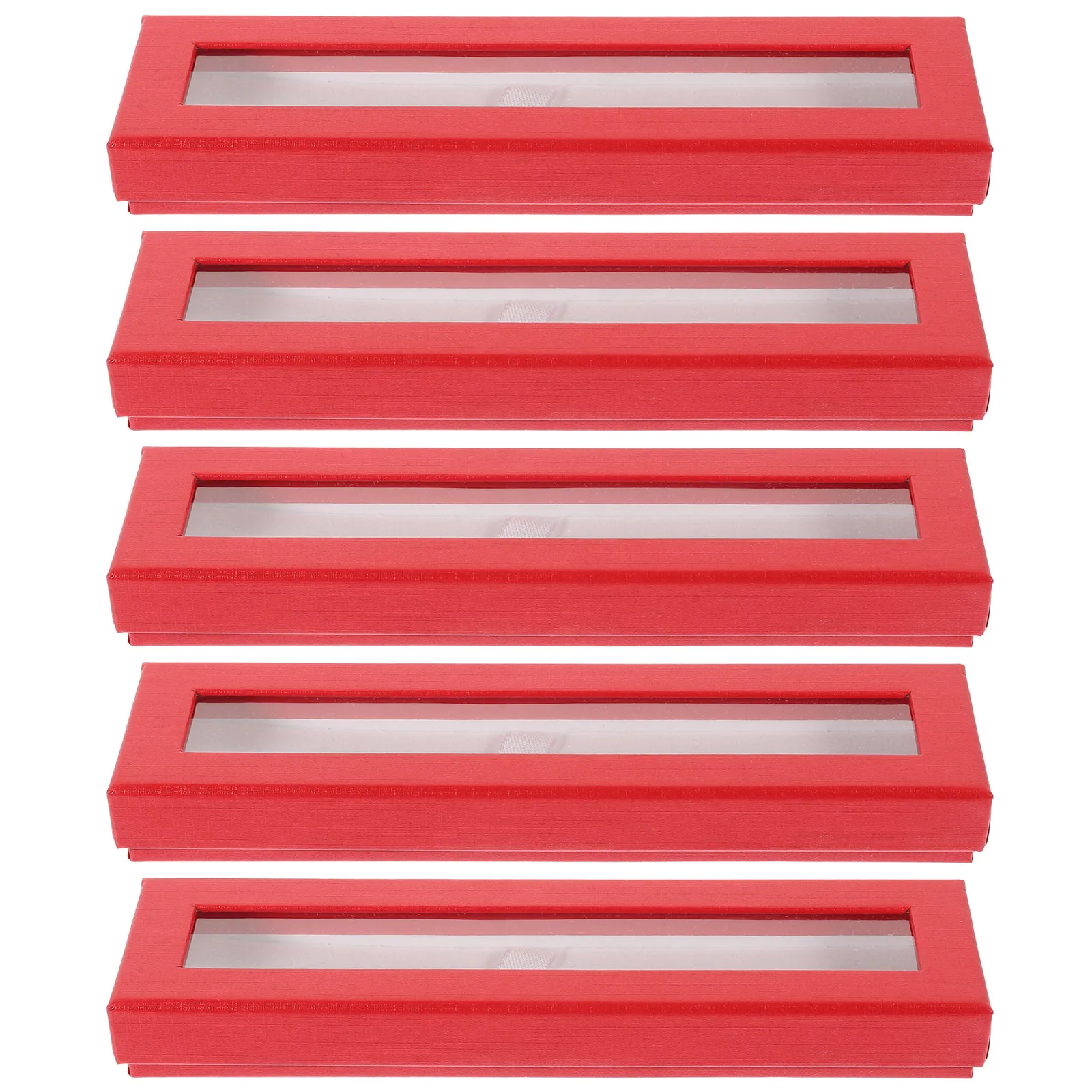 

5Pcs Pen Box Gift Set Empty Paper Case with Clear View Window Compact Size for Office School Business Trip Use