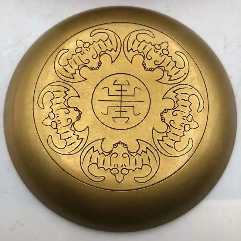 Antique copper plate, five blessings offering plate, fruit plate, rural collectible vintage item, home decoration