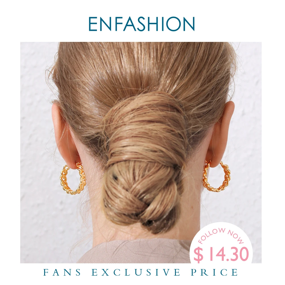 ENFASHION Punk Small Link Chain Hoop Earrings For Women Gold Color Round Hoops Earings Fashion Jewelry Pendientes Mujer E191088
