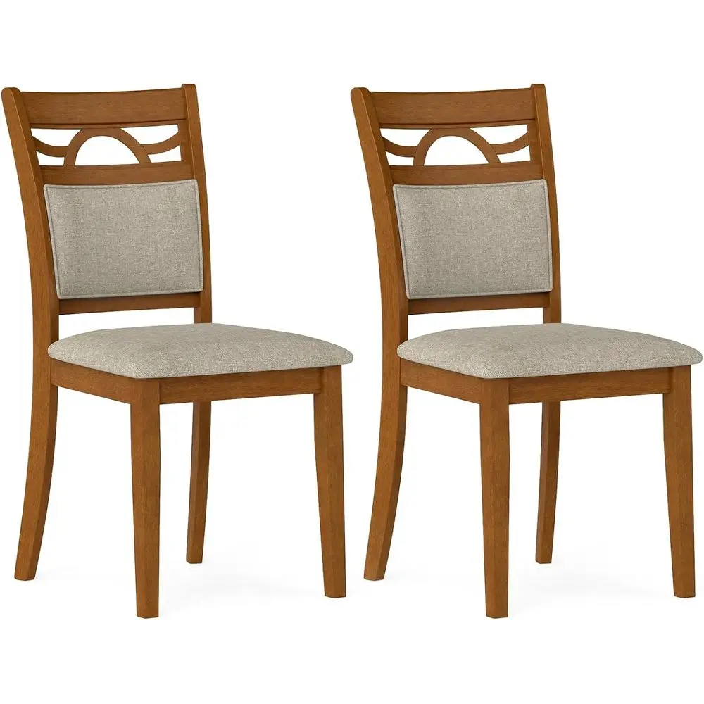 

Комплект из 2 обеденных стульев, стулья в стиле фермерского дома с каркасами из массива каучукового дерева, удобные спинки, обивка из ткани для кухни