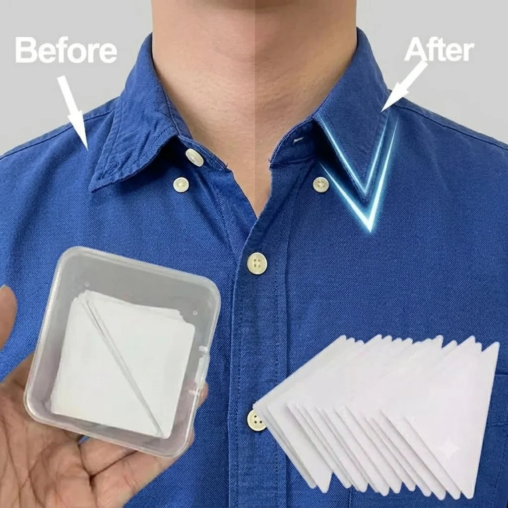 Polo Shirt Collar Support Stays Anti-curling Triangle Collar Shaping Stickers Self-adhesive Men Clothing Care Accessories