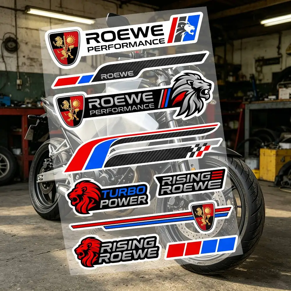 R-Roe-we Motorcycle Sticker Set Reflective Decals For Helmet Fuel Tank Fairing Body Custom Bike Graphics Kit
