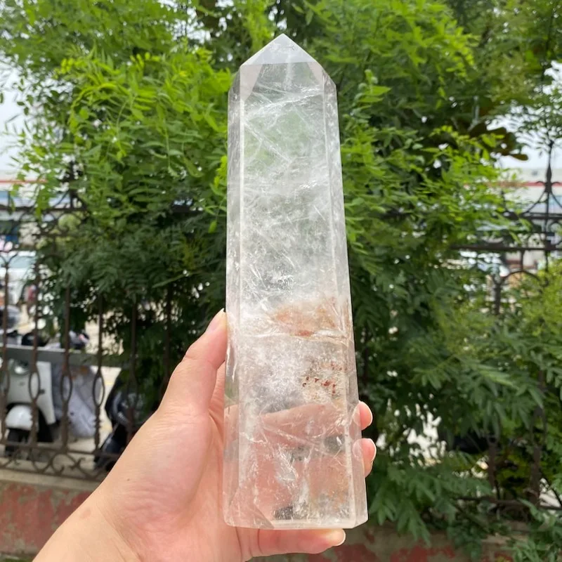 10.6‘’Natural Clear Quartz Obelisk,Crystal Tower,Quartz Wand Point,Pillar,Mineral Specimen,Reiki Healing,Crystal Chakra Gifts