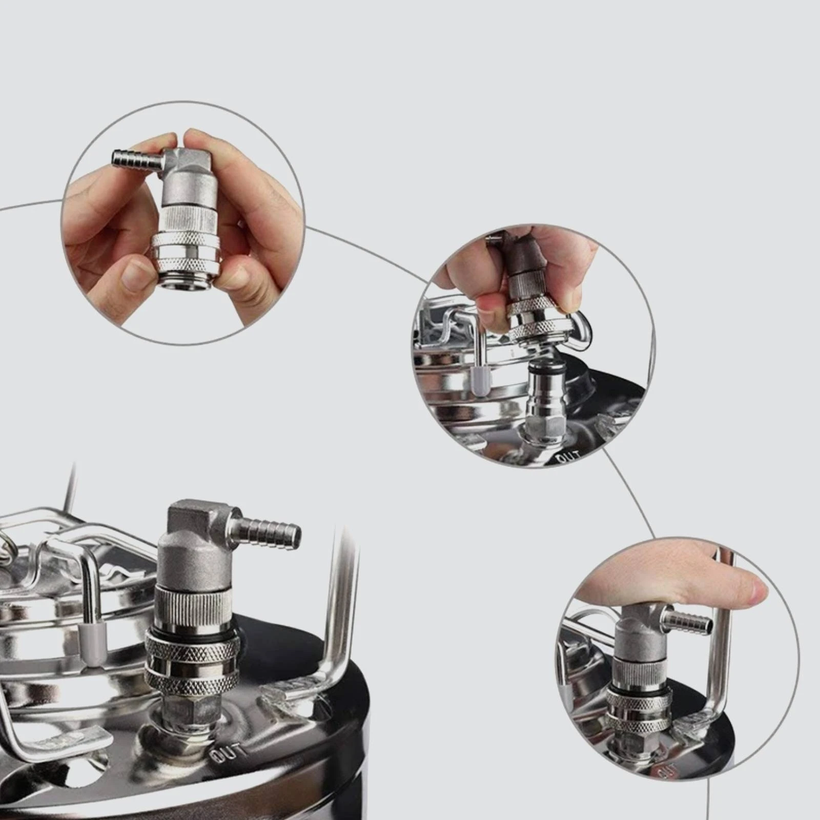 Ball Lock Disconnect with Elbow Long-Lasting Ball Lock Keg Fitting Corny Keg Quick Disconnect Leakproof Easy to Install