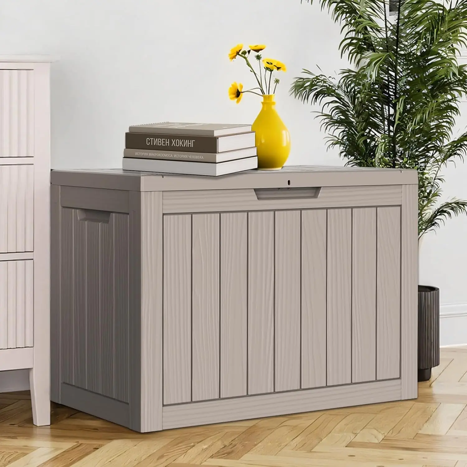 Boîte de pont noire 45Gal – Rangement extérieur étanche et résistant aux UV avec couvercle verrouillable – Pour meubles de patio/jardin