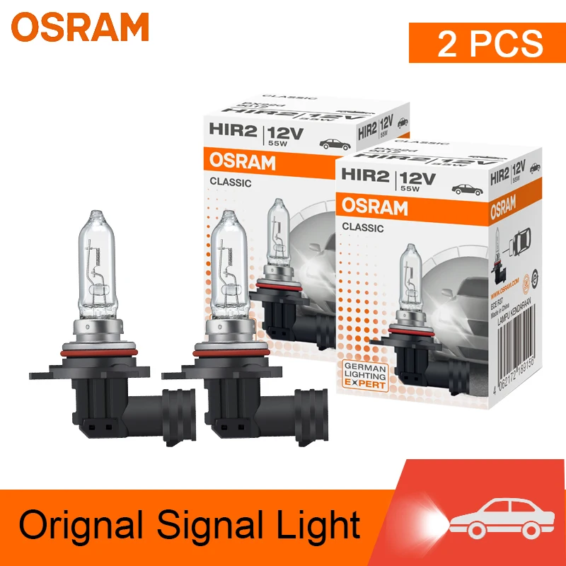 2pcs OSRAM 9012 HIR2 12V 55W PX22d CLASSIC Standard Halogen Headlight Original Car Bulb 3200K Light Auto Lamp Hi/lo Beam ECE
