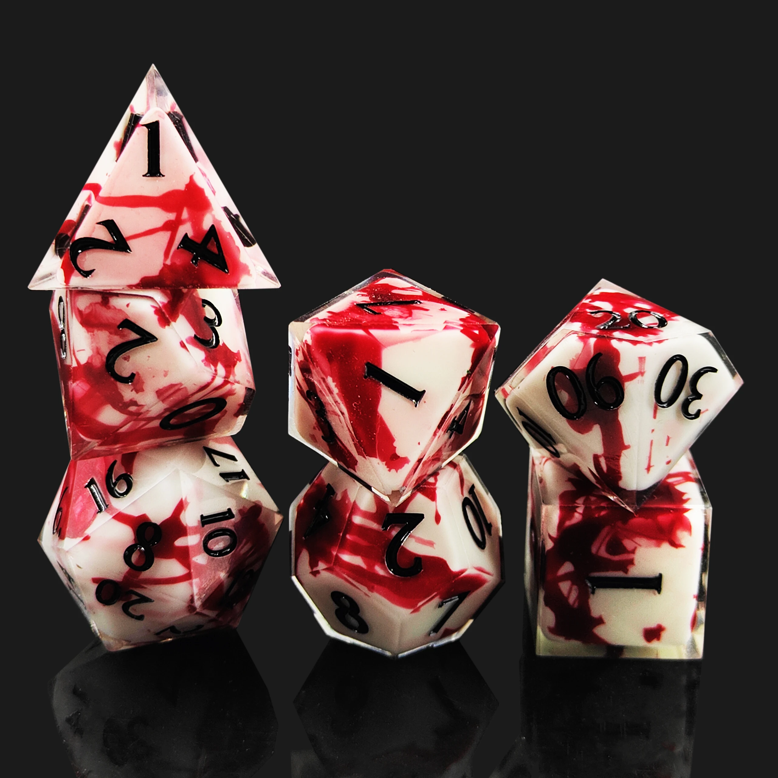 

7PCS RPG Dice Resin Cube Blood Dices Polyhedral DND RolePlaying Game Dice For Dungeons and Dragon D&D Dice Set Halloween Dices