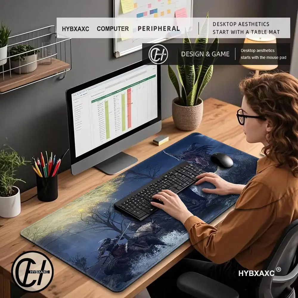 

Gaming Mouse Pad XXL Deskmat Anime Pc Accessories Mousepad E-Eldens R-Ring Mat 900x400 Gamer Large Desktop Extended Desk Carpet