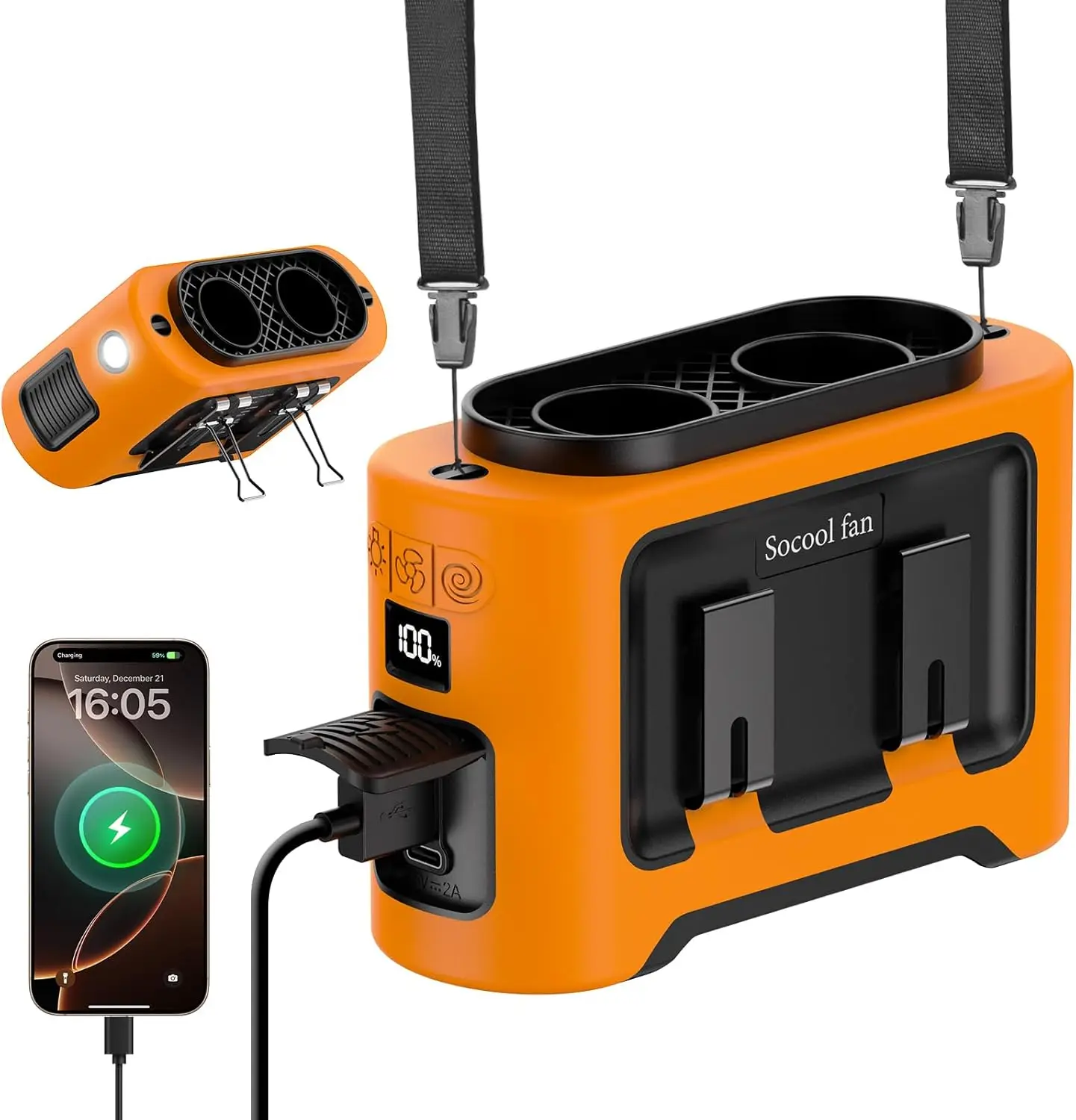 nouveau-modele-2026-socool-ventilateur-portable-a-clipser-sur-ceinture-14500-mah-rechargeable-double-sortie-d'air-40-heures-d'autonomie