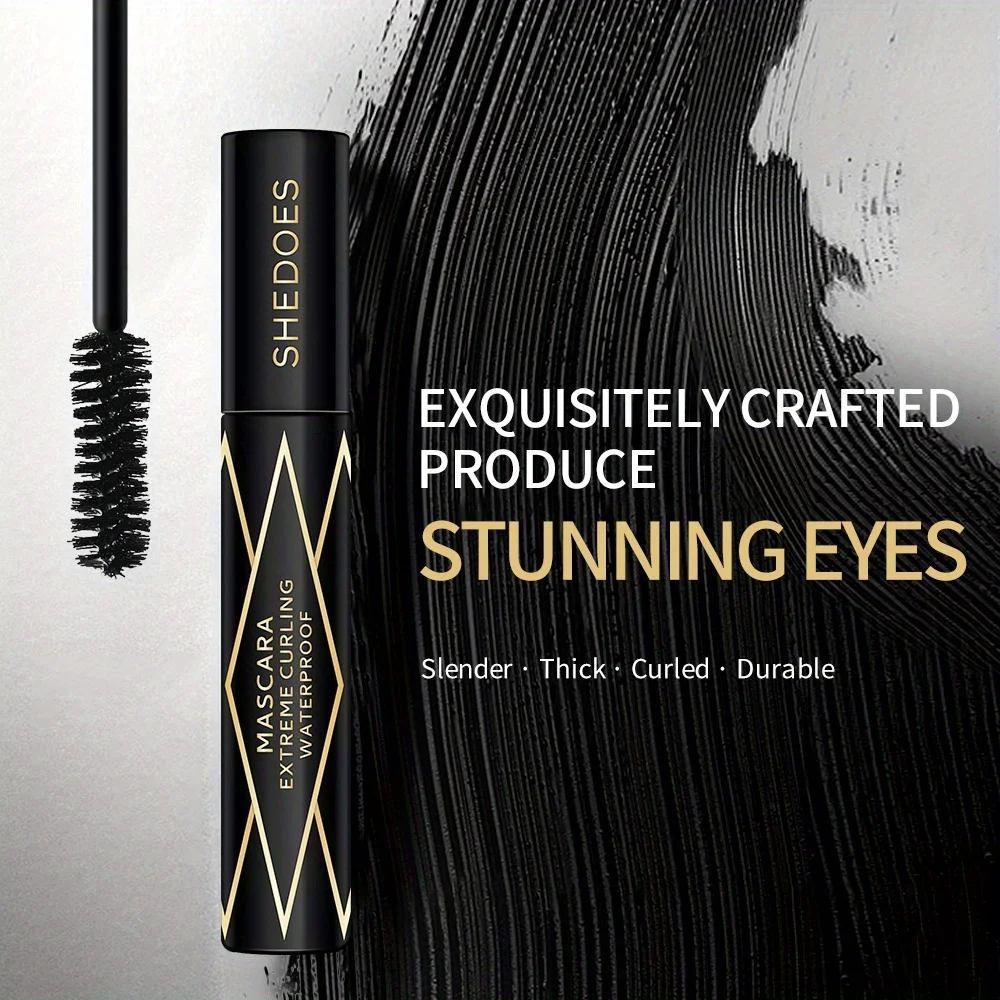 Waterproof and sweat-proof, easy to apply makeup, dense, curly and slender, non-smudging mascara.