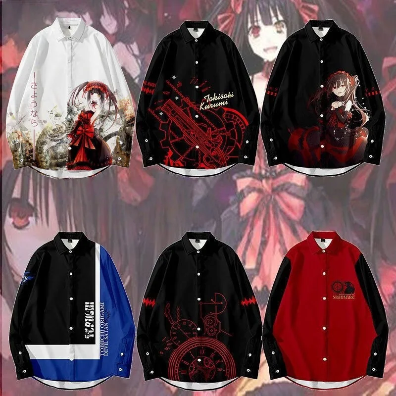 

Аниме Date A Live Tokisaki Kurumi японское кимоно Haori Yukata косплей 3d принт гавайская рубашка с длинным рукавом блузка с лацканами рубашки