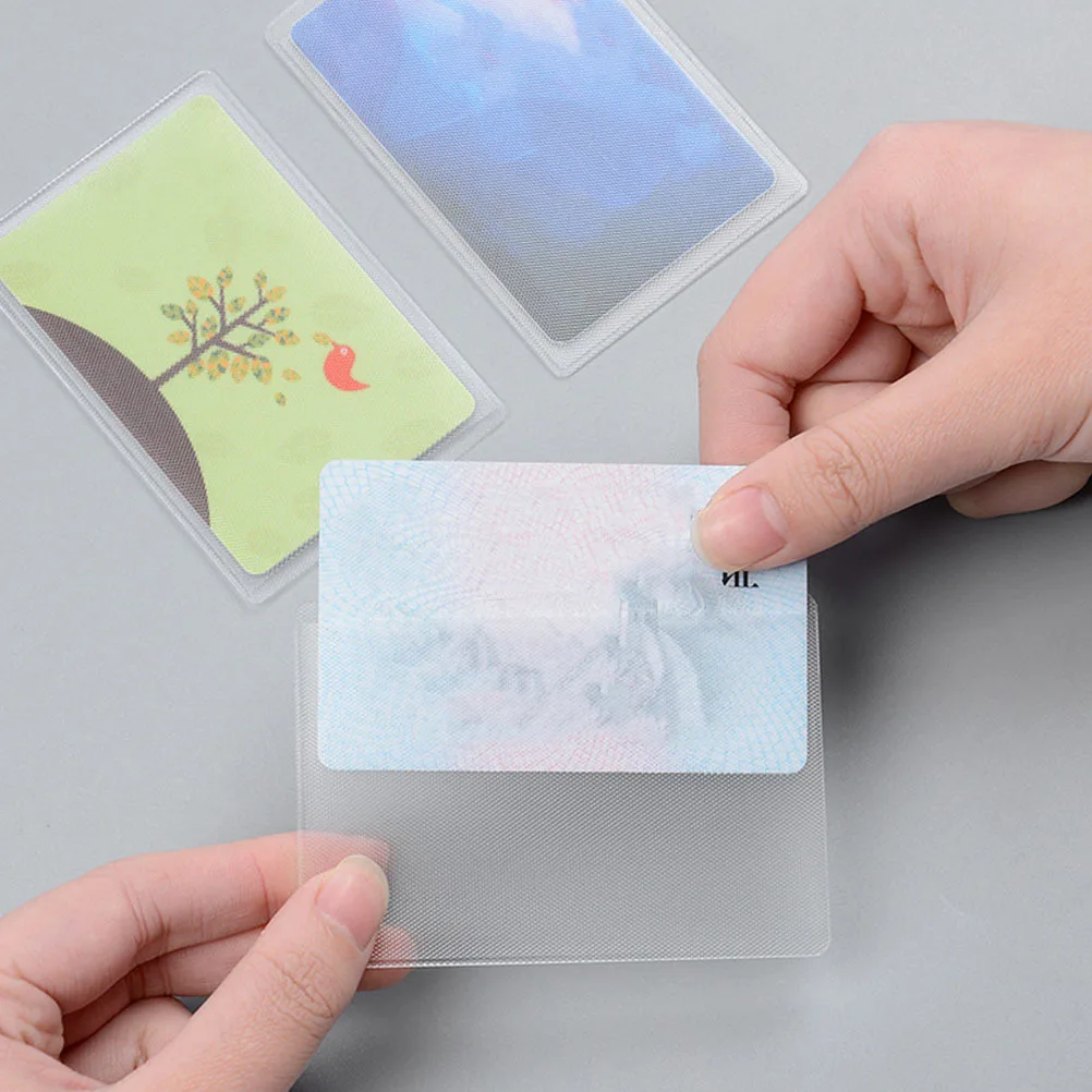 Fundas protectoras para tarjetas de crédito, funda transparente esmerilada para tarjetas de visita, Protector multiusos para oficina, 100 Uds.