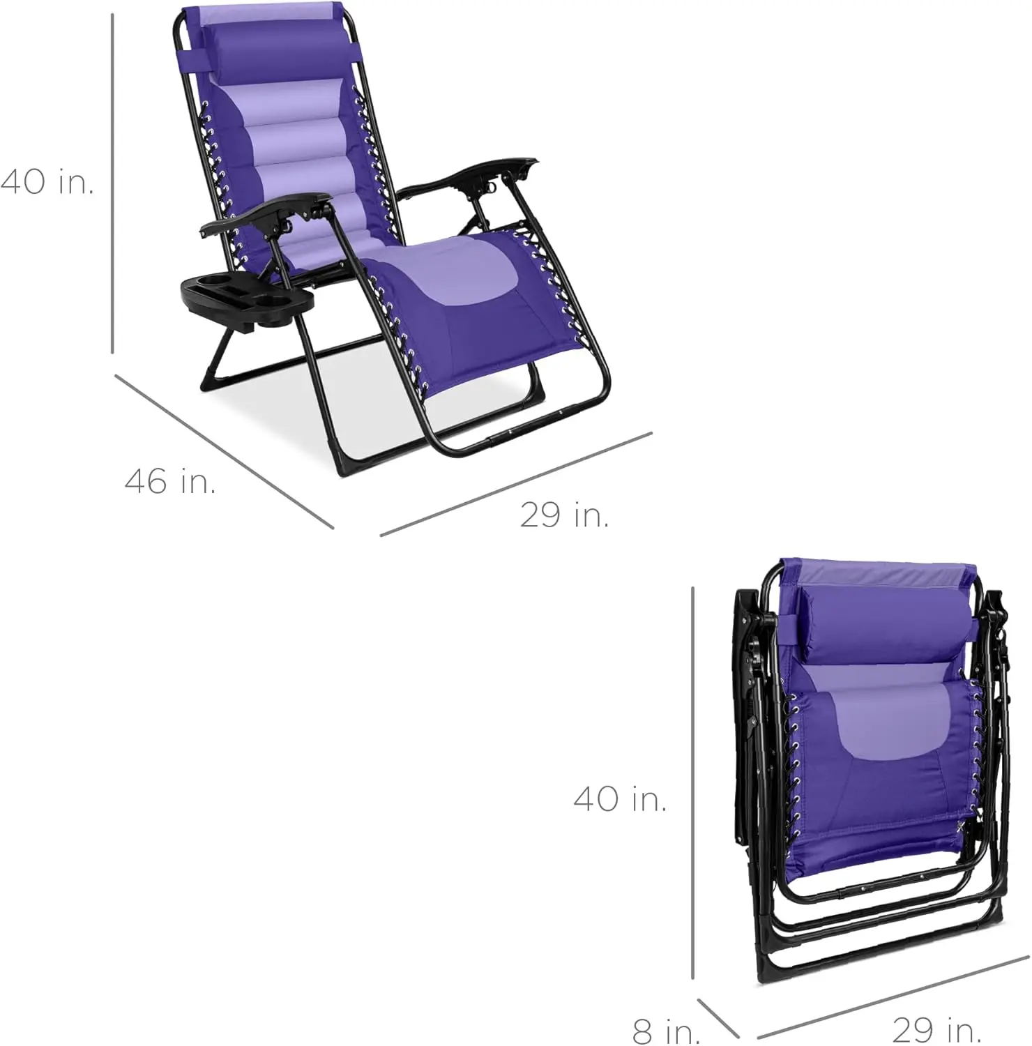 Best Choice Products Oversized Padded Zero Gravity Chair, Folding Outdoor Patio Recliner, XL Anti Gravity Lounger